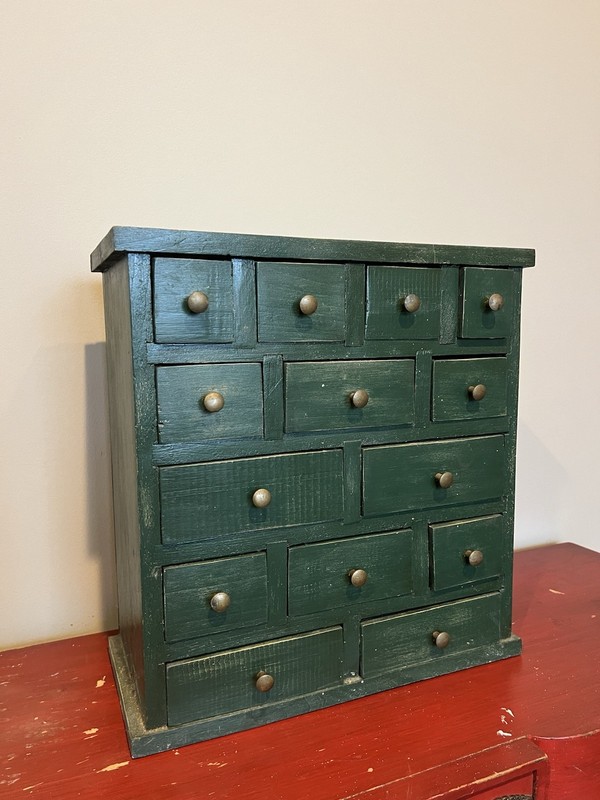 Vintage Green Painted Spice Cabinet 20th C AAFA Original Apothecary