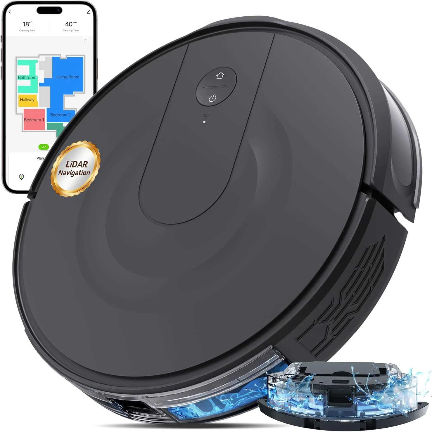 Smart Robot Vacuum & Mop Combo - 9000Pa Suction, Lidar Navigation, Pet Hair
