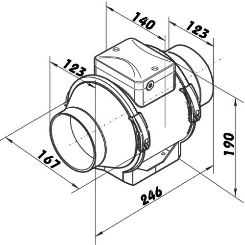 Rohrlüfter / Rohrventilator DALAP AP Ø125mm - mit Schalter (3001) - Bild 6 von 8