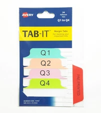Avery 24 Sticky Tabs 74767 Financial Year Quarters Page Index Maker TO TAB10