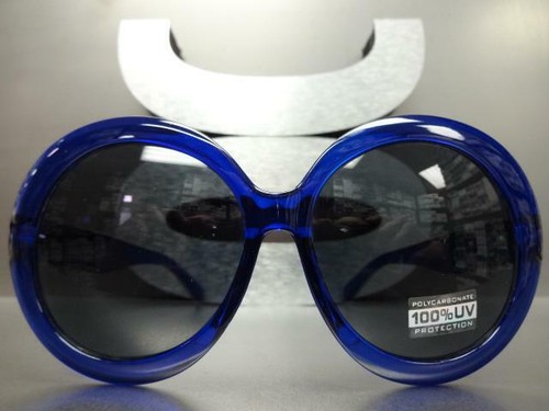 OVERSIZED EXAGGERATED RETRO Style SUN GLASSES X-Large Huge Big Round Blue Frames - Picture 4 of 8