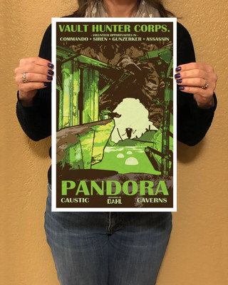 Borderlands 2 - Pandora - Caustic Caverns - Vintage National Park Style Posters