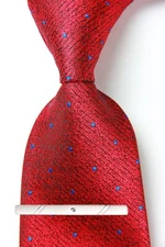 New Classic Polka Dot Red Blue JACQUARD WOVEN 100% Silk Men's Necktie Tie