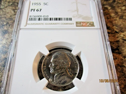 1955 JEFFERSON NICKEL PROOF NGC PF 67    010