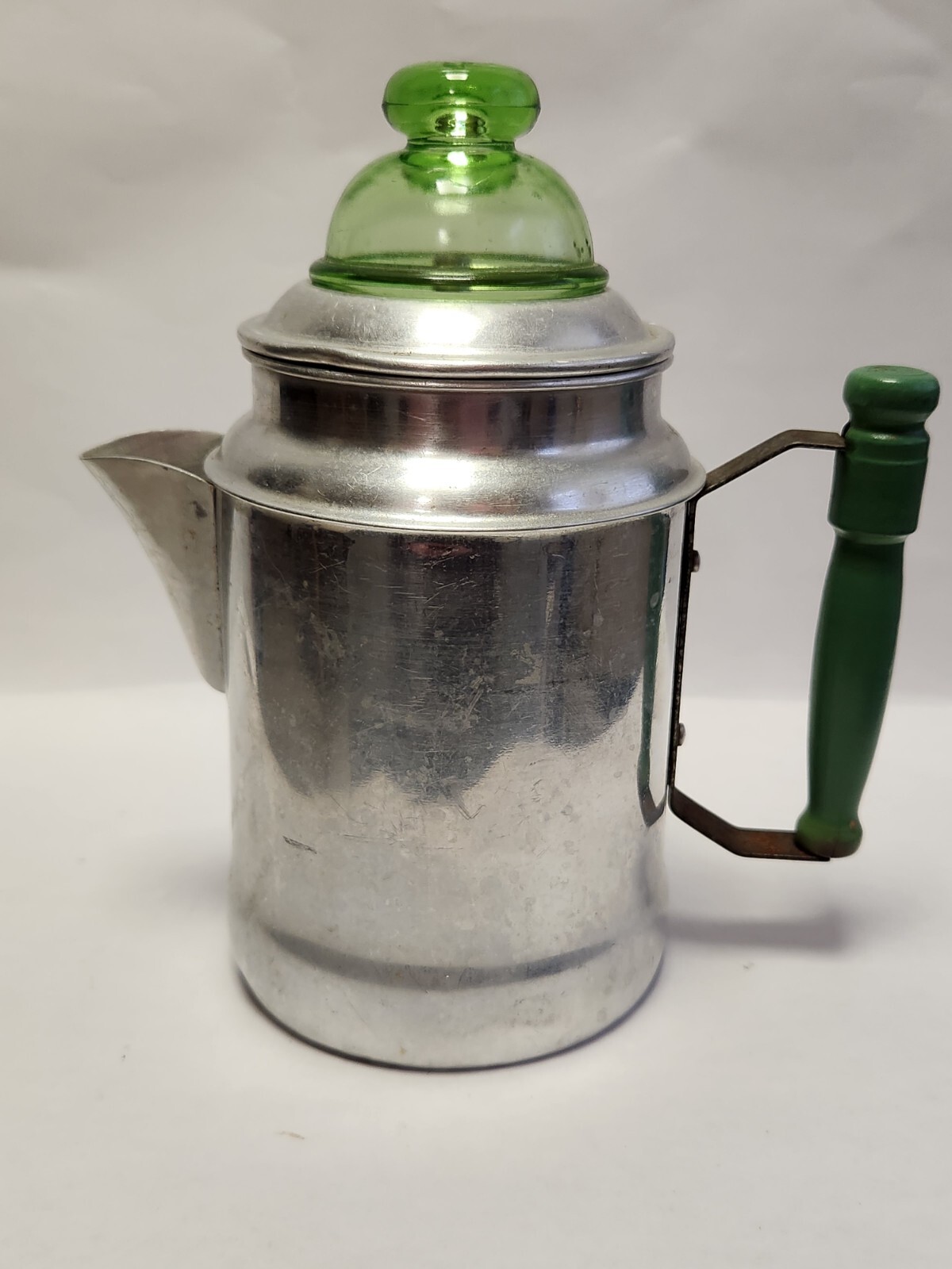 Vintage Aluminum Percolator Coffee Pot With Uranium Glass Lid GLOWS eBay
