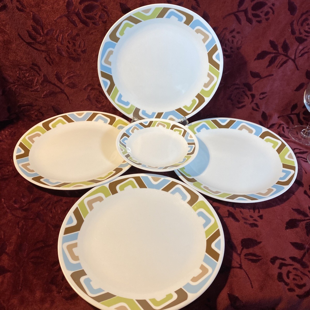 Corelle Squared Livingware Dinner Plate Brown Green Blue - Main Image