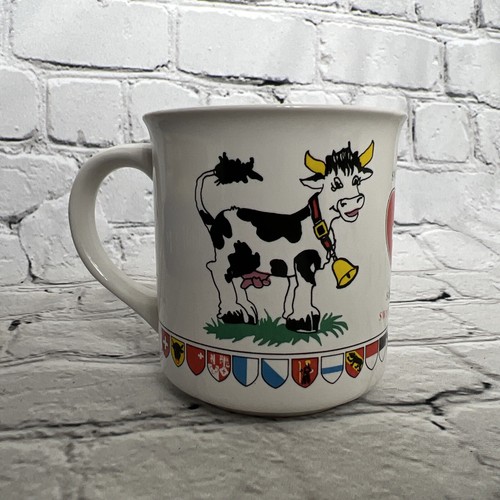 Vintage Bulle-Suisse Svizzera Schweiz Switzerland Flags And Cow Bells Mug - Picture 3 of 11