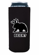 Beer Bear Funny 16 oz Can Coolie, Choice of Color, Pounder, Tall Boy