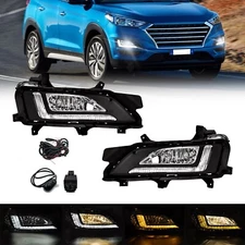 For 2019-2021 Hyundai Tucson LED Fog Lights Front Bumper Lamps with DRL+Wiring