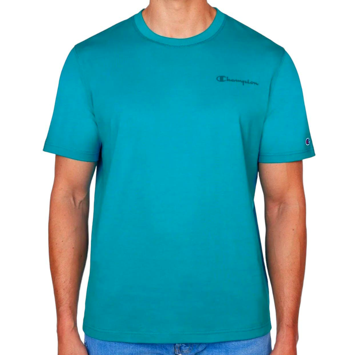Champion Men's Classic Graphic Logo Crew Neck S/S T Shirt, Jungle