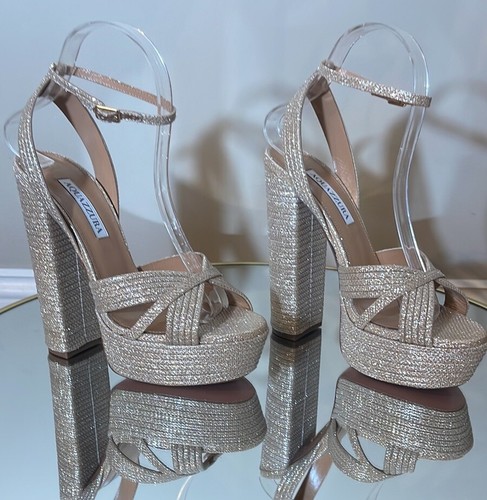 Aquazzura Sundance 140 Glitter Platform Heeled Sandals Size 38 - Picture 14 of 19