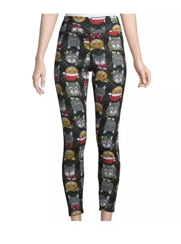 Christmas Cats Faux Fur-Lined Leggings 