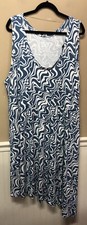 Ava & Viv Blue White Swirl Sleeveless Asymmetrical Dress Pockets Size 4X NWT