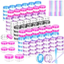 100 PCS Empty Containers with Colored Lids Small Makeup Mini Sample Pot Jars rou
