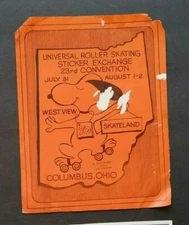 VINTAGE ROLLER RINK LABEL STICKER EXCHANGE CONVENTION SKATELAND, COLUMBUS, OH