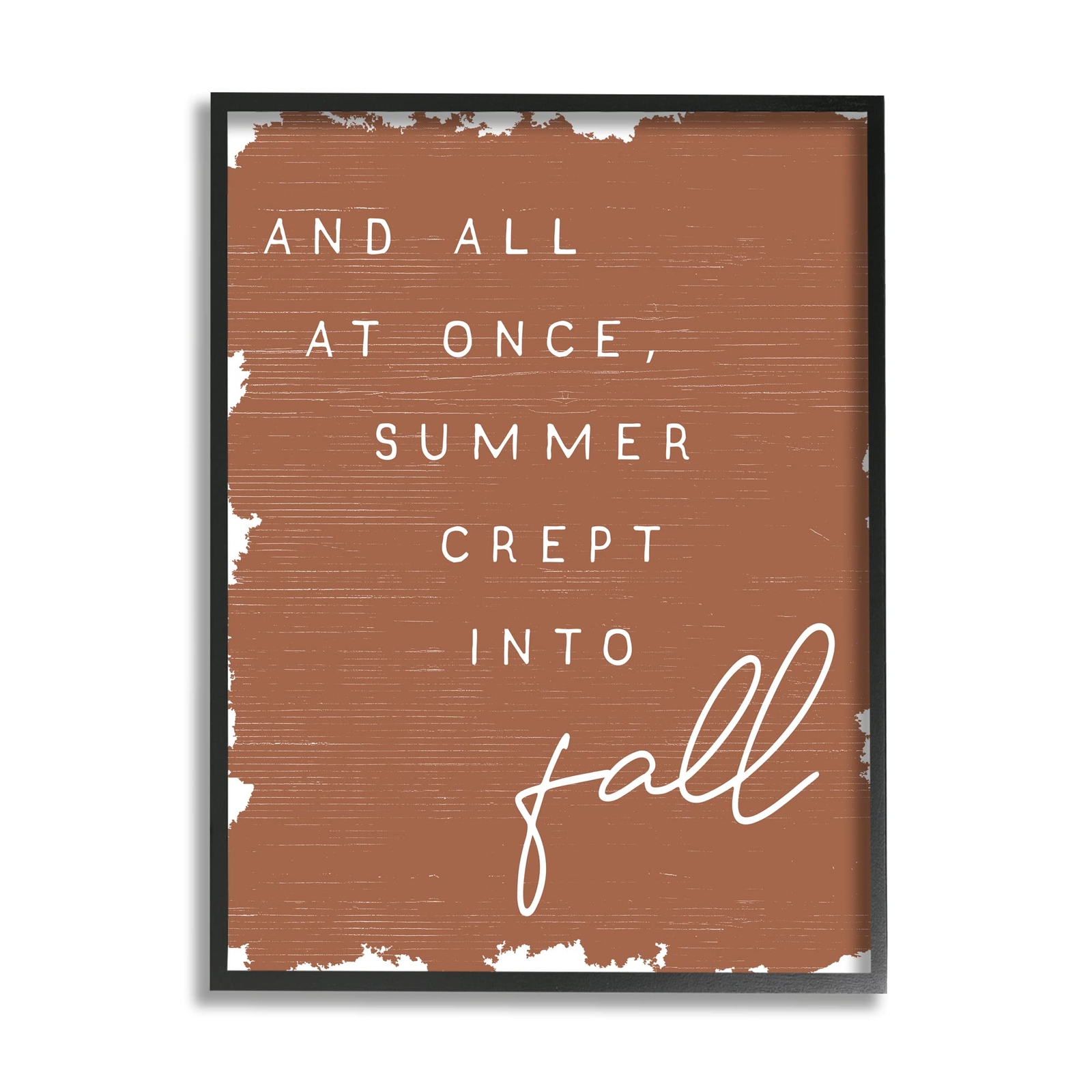 at Once Summer Into Fall Phrase Orange Pattern Black Framed Wall Art, 11 x 14...