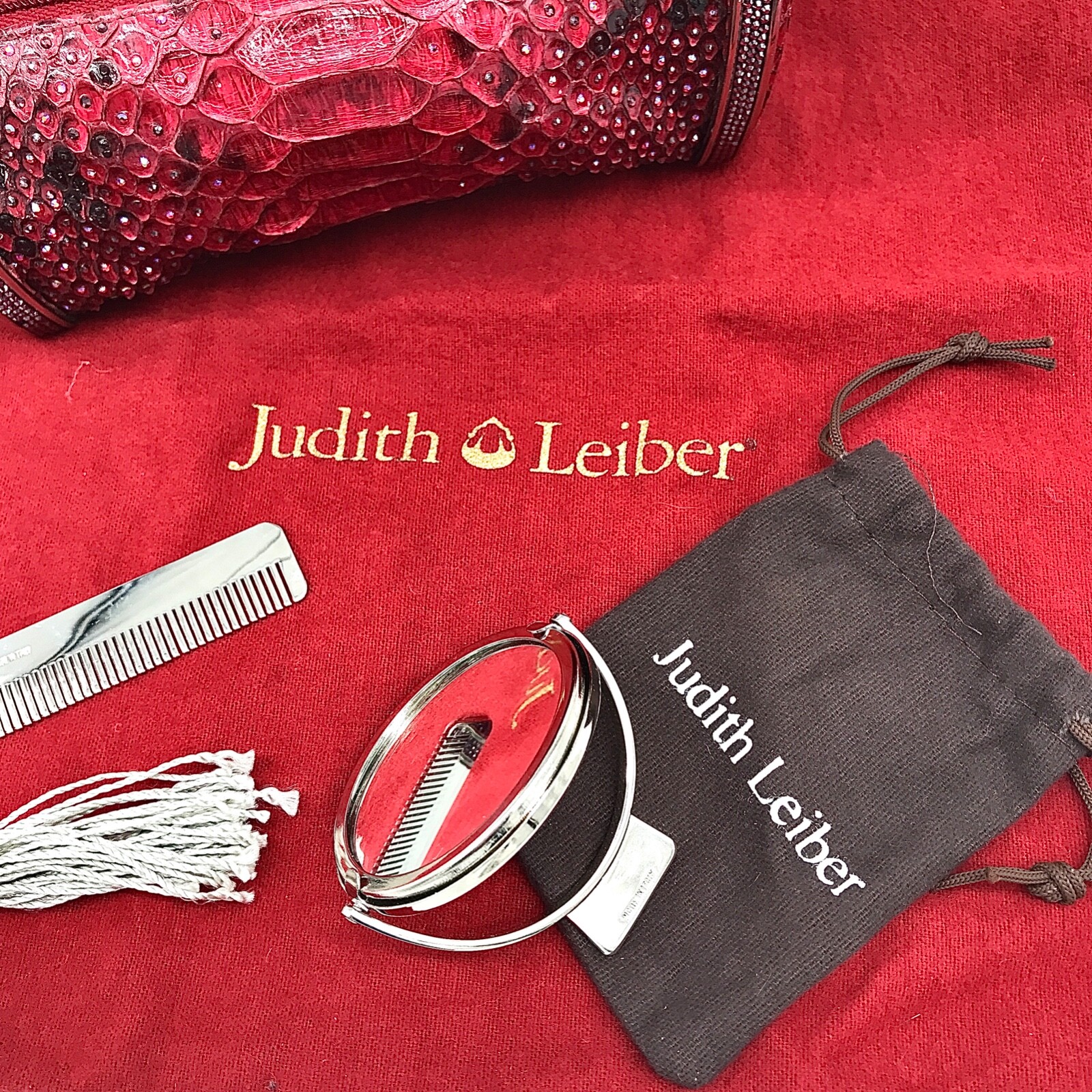 ❤️Judith Leiber Python Swarovski Crystal Handbag … - image 11