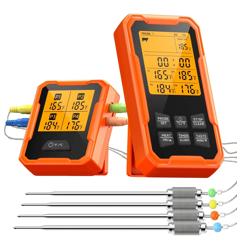Wireless Meat Thermometer Remote Meat Thermometer with 4 Probes Fast and Accu...