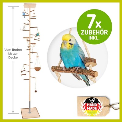Zimmerhoher XXL Kletterbaum Freiflug Vogelspielplatz inkl. 7 Spielzeuge