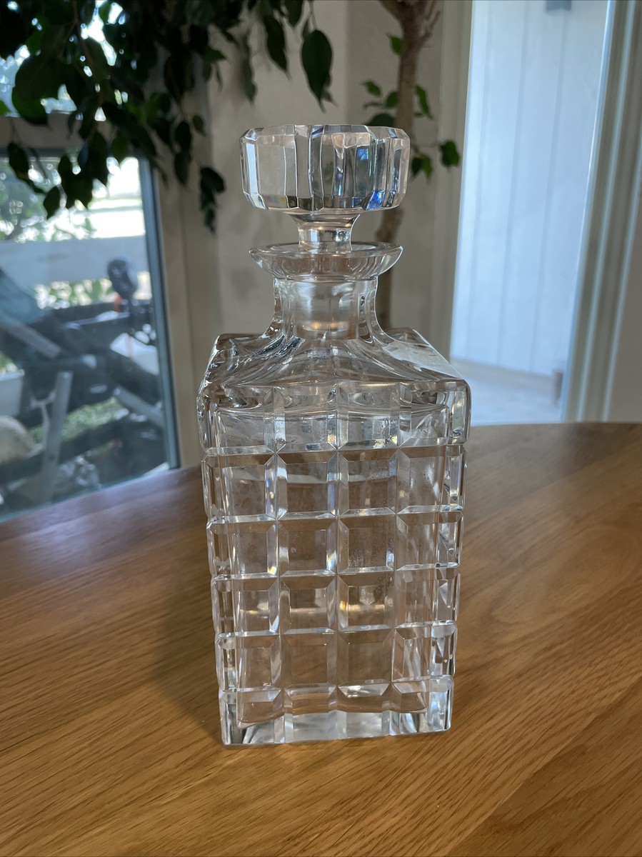 Vintage CRYSTAL DECANTER SQUARE CUT WITH STOPPER - Heavy