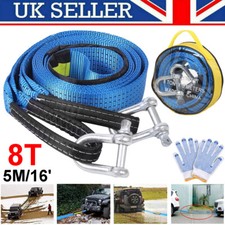 8Ton 5M Tow Rope Heavy Duty Towing Pull Strap Road Recovery Chain Two Shackles