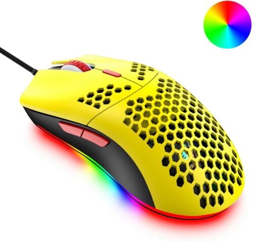 PC 2.43oz Wired Gaming Mouse Honeycomb Shell Lightweight 6400DPI USB Gaming Mice - Picture 19 of 20