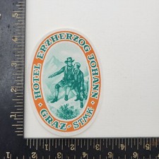 Hotel Hotel Erzherzog Johann Graz Austria  Vintage Luggage Label Unused