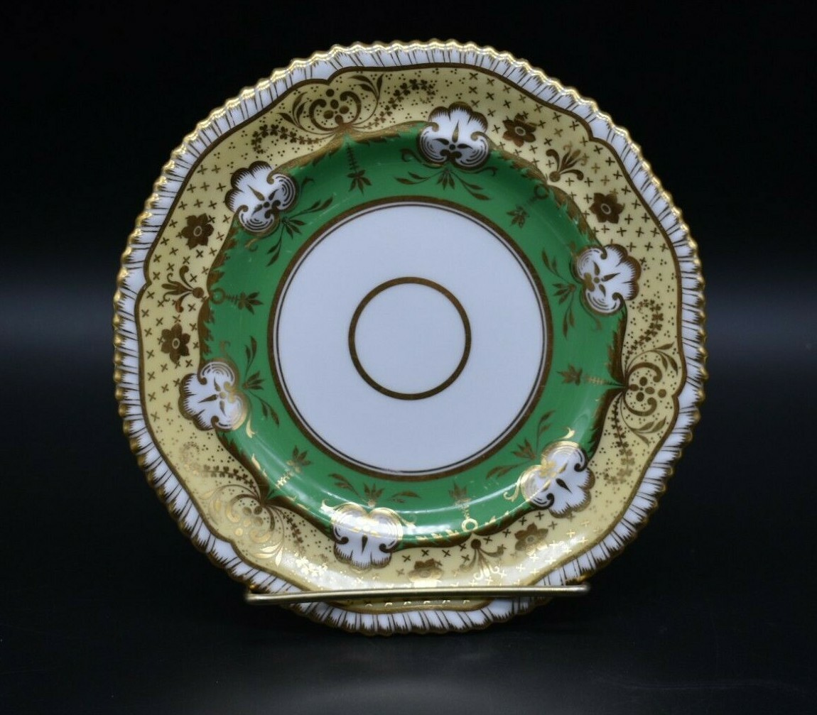 Copeland Spode English Green Yellow & Gold Gadrooned Edge 7 1/4