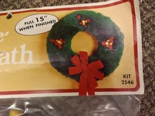 Mid Century Vtg 1979 NEW Fibre Craft 15" Macrame Wreath Kit w/ Fruit  Ribbon