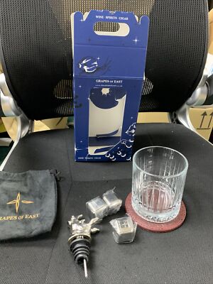 Whisky Geschenkbox Set Kristall Glas Untersetzer Edelstahl Eiswürfel Nashorn Kopf Ausgießer