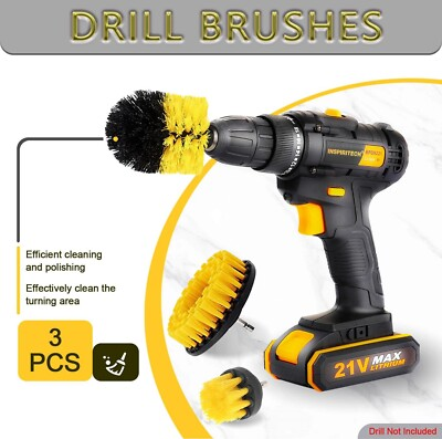 #ad Drill Brushes Attachment Set 3 Pcs Power Cleaner Cleaning Scrubber Tub Shower US $6.96