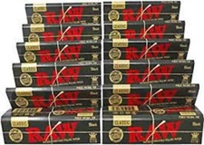 10 Packs Raw Classic Black King Size Slim Natural Unrefined Rolling Papers