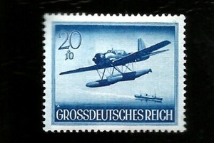 1944 WWII Nazi Germany Military Aircraft Sea Raider at Work Old Mint War Stamp 