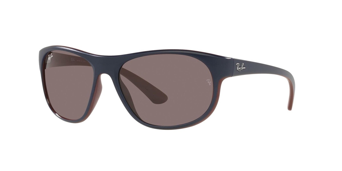 Ray-Ban RB 4351 Rectangular Sunglasses Matte Blue On Bordeau