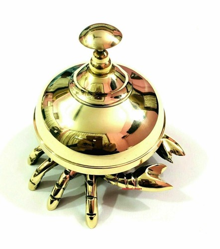 Nautical Brass Antique Crab Bell Hotel/Office Reception Calling Bell Table Top - Picture 4 of 5