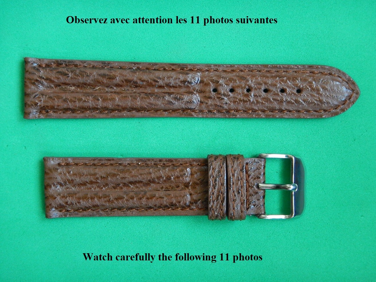 Bracelet montre requin 22mm étanche marron clair pour chronographe étanche
