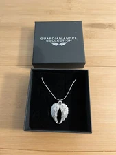 Guardian Angel Collection Wings w/ Diamonds Stainless Steel Pendant Necklace