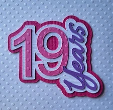 Birthday Age Title Number 19 Pink. Scrapbook, Card Making Paper Piecing