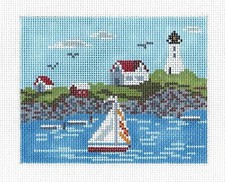 SEASIDE SUMMER SAIL handpainted 13 mesh Needlepoint Canvas by Needle Crossings