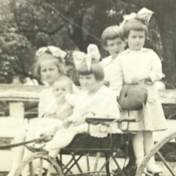 RPPC Cavallo Pony Buggy Cart Giovane Donna Bambini Ragazzi Ragazze Capelli Grandi Fiocchi Cappello #67