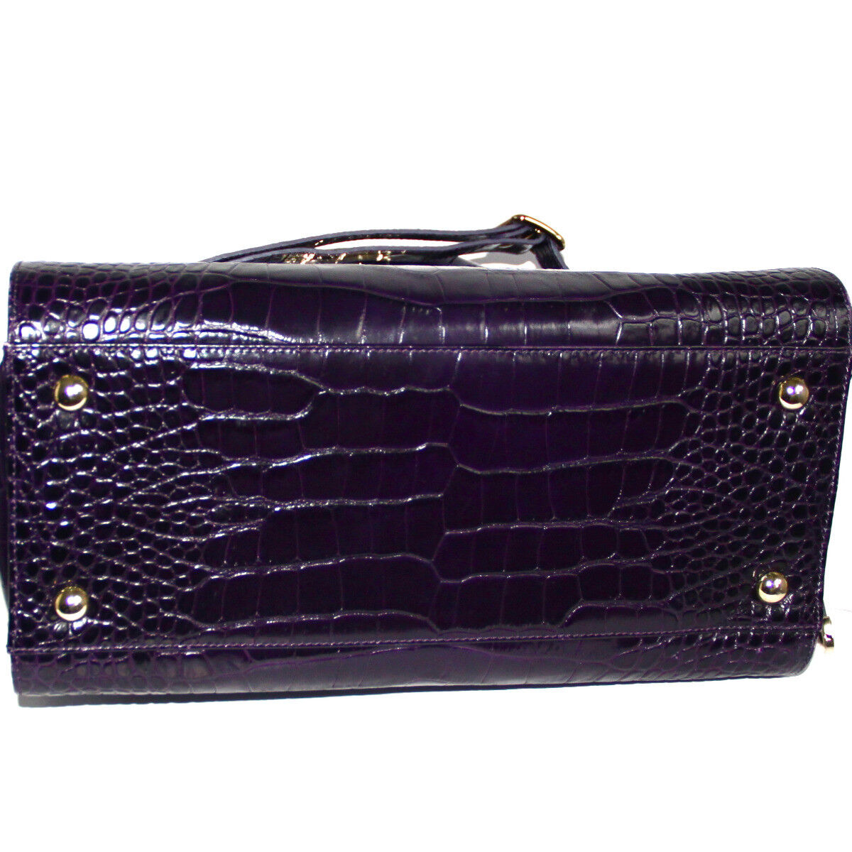 JIMMY CHOO Purple Croc Stamped Leather Rosalie Satchel JIMMY CHOO Purple Croc Stamped Leather Rosalie Satchel
