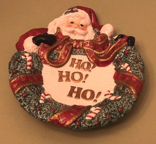 Fitz and Floyd Essentials "Ho! Ho! Ho!" Santa Plate for Cookies, Candy, Canapes - Picture 2 of 4
