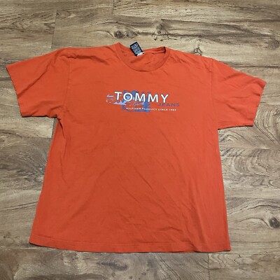Tommy Hilfiger Jeans Orange Tshirt Mens XXL Short Sleeve Street Graphics Tee