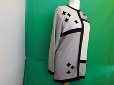 gollehaug"Feinstrick Pullover gr.42.Beige-hellbraun melangiert,schwarz gemustert