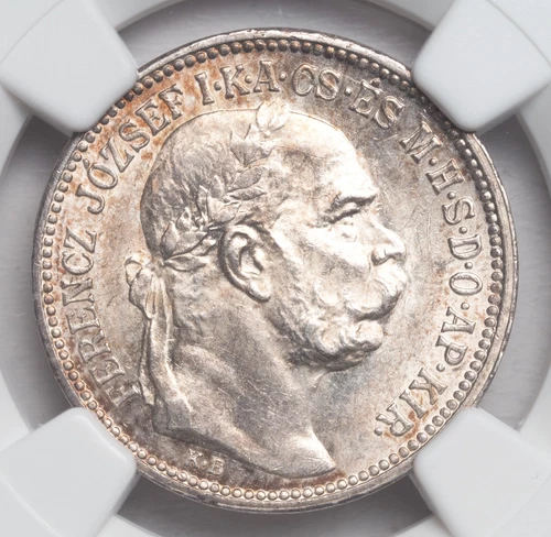 1915, Kigndom of Hungary, Francis Joseph I. Silver 1 Korona Coin. NGC MS-63!