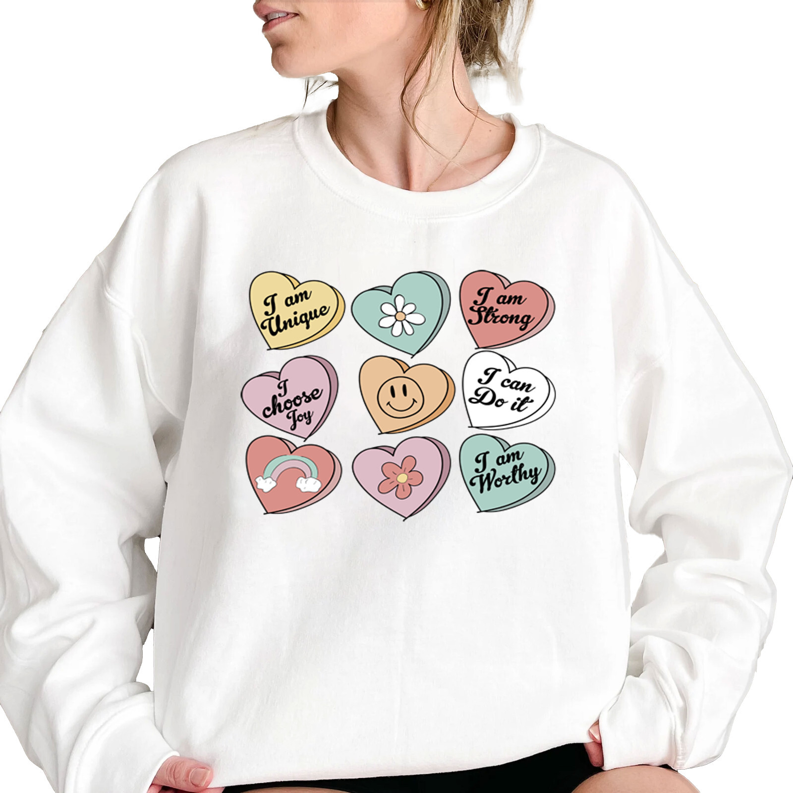 Retro Heart Valentine's Day Sweatshirt - Positive Vibes St. Valentine's Gift