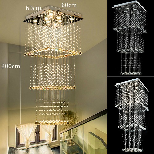 K9 Ceiling Light Clear Crystal Chandelier LED Raindrop Hanging Lamp Fixture - Picture 5 of 12