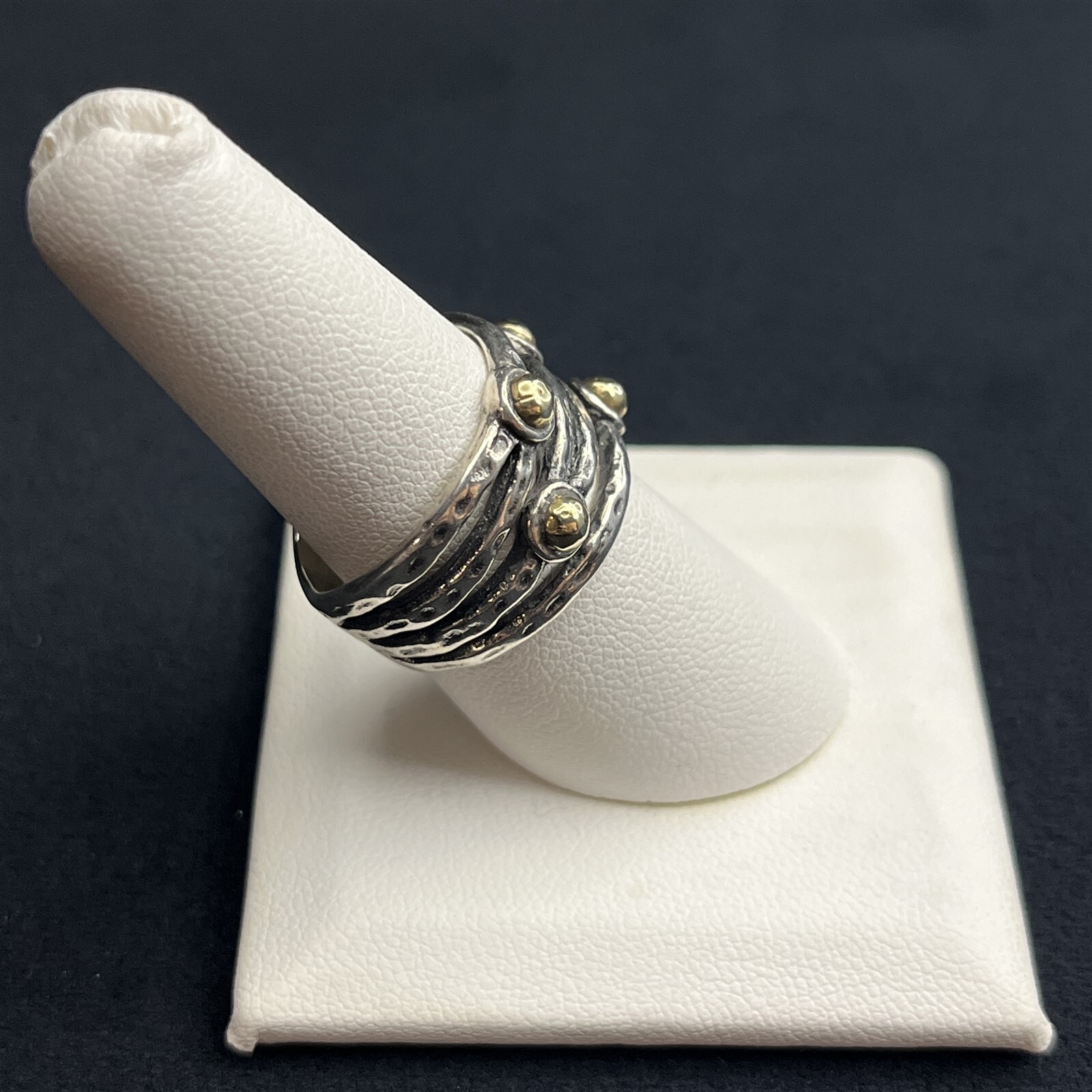 Large Signed Designer Split Band Gold Plated Ball… - image 4