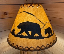 Rustic Oiled Kraft Laced Bear Lamp Shade - 14"
