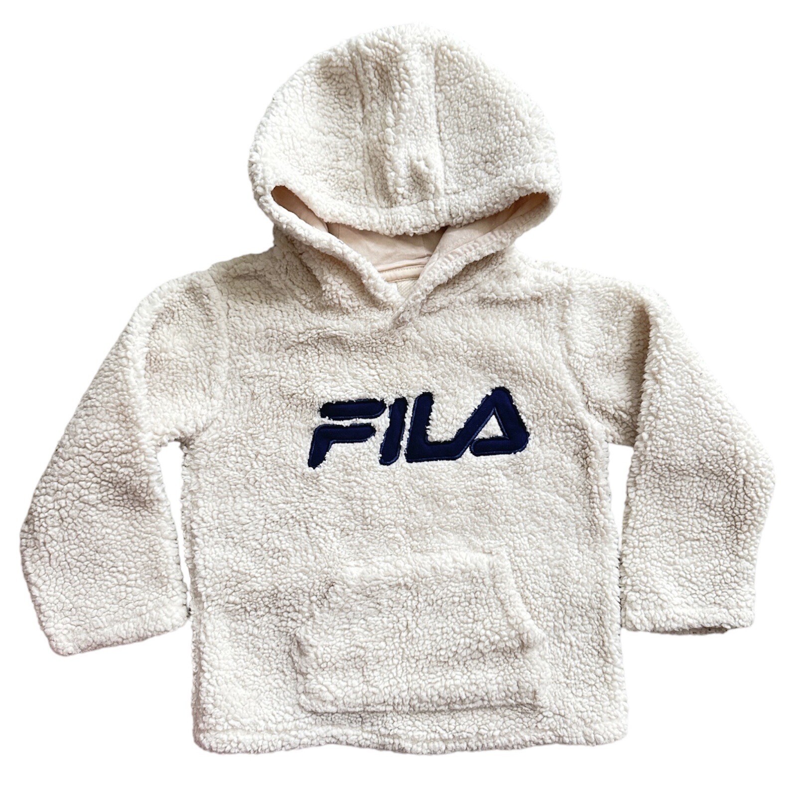 Felpa con cappuccio in pile sherpa beige Fila per bambina Taglia 2T